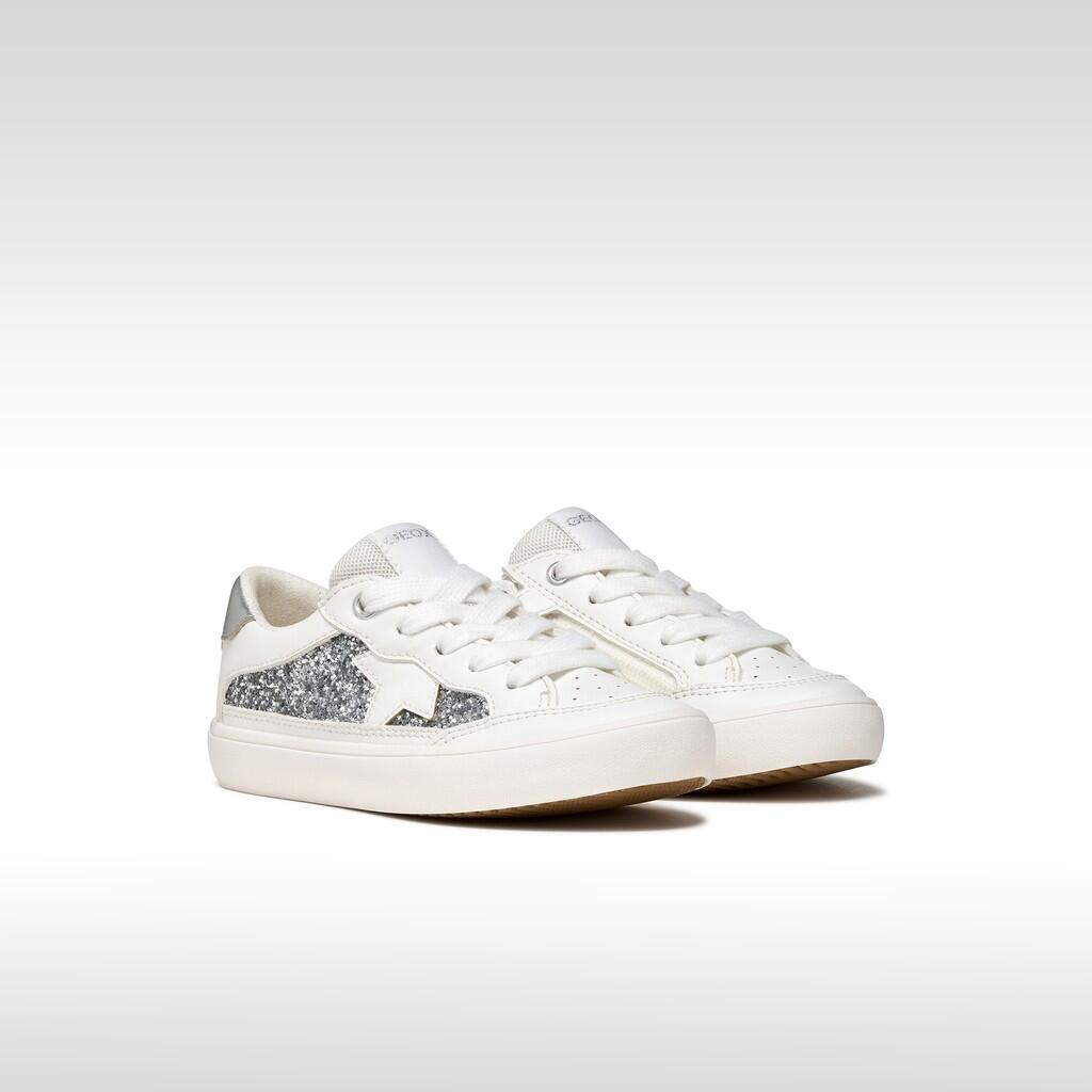 Baskets Fille J GISLI GIRL Blanc/Argent Clair 3/7