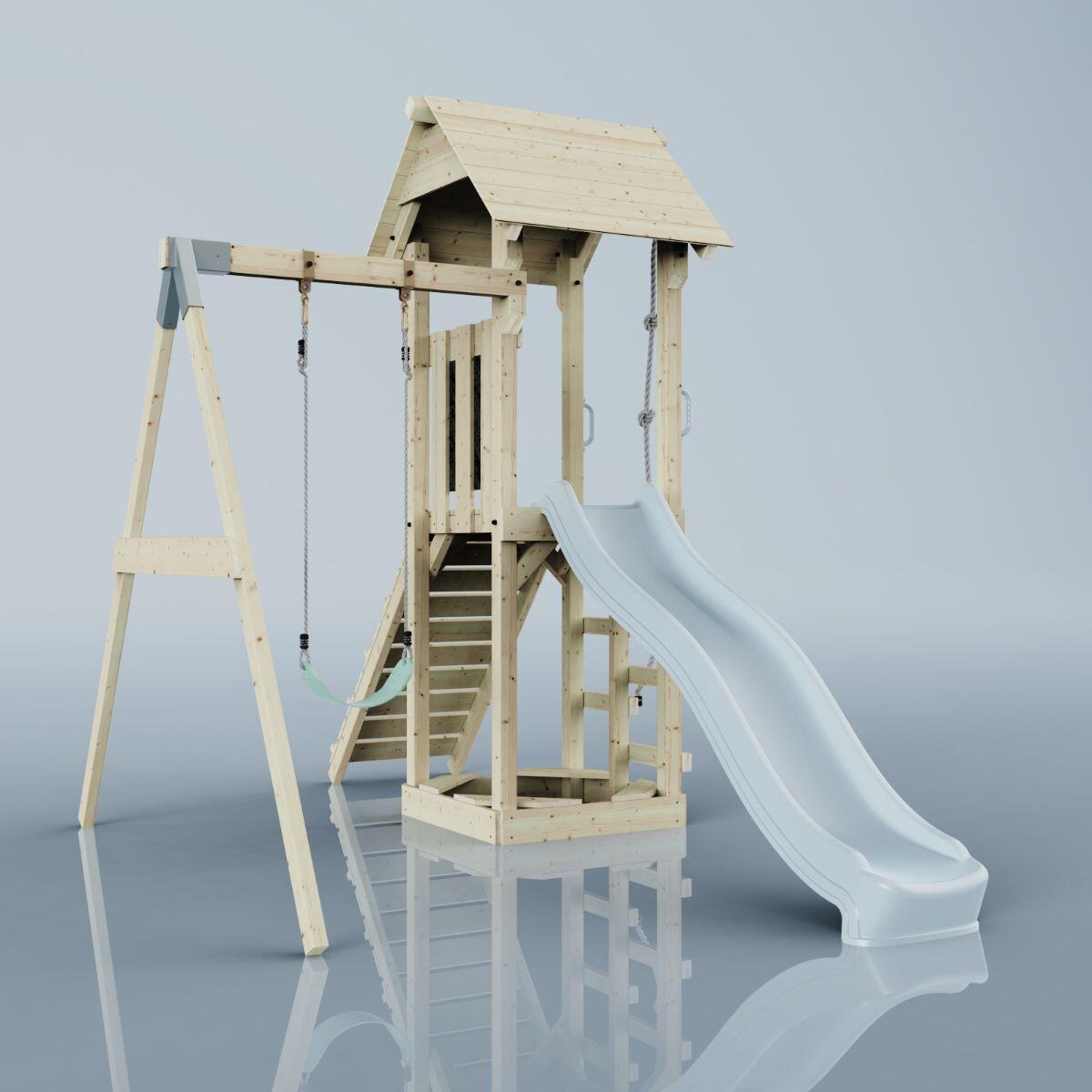 Spielturm Göteborg mit Kinderschaukel in Eisblau - 357 × 202 × 273 cm 4/6