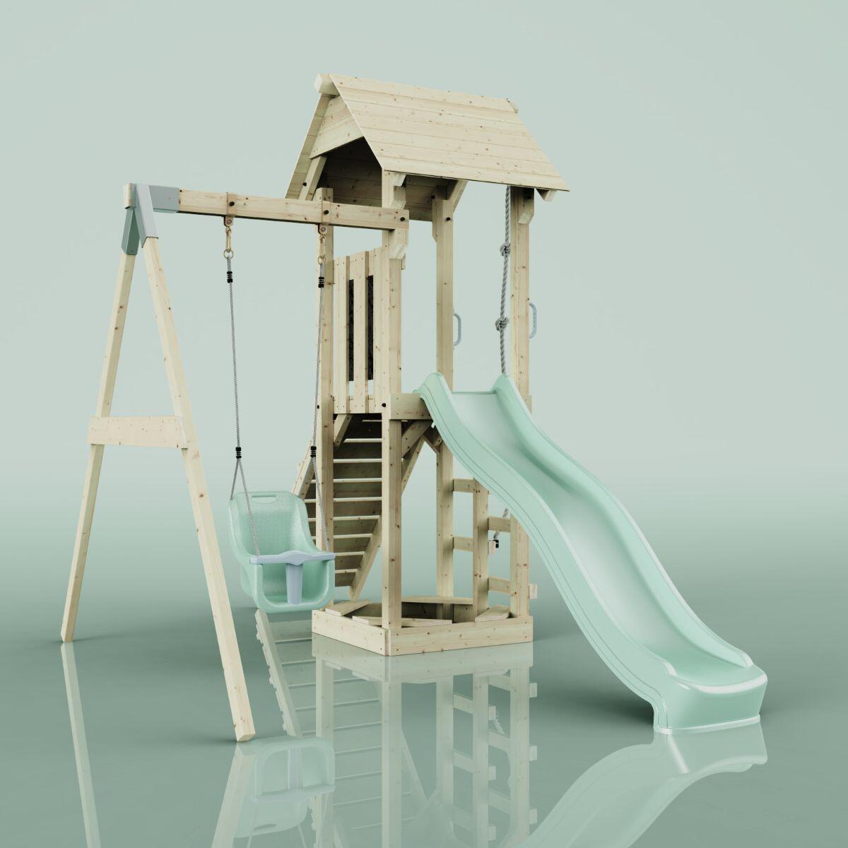 Spielturm Göteborg mit Babyschaukel in Mintgrün - 357 × 202 × 273 cm 4/6