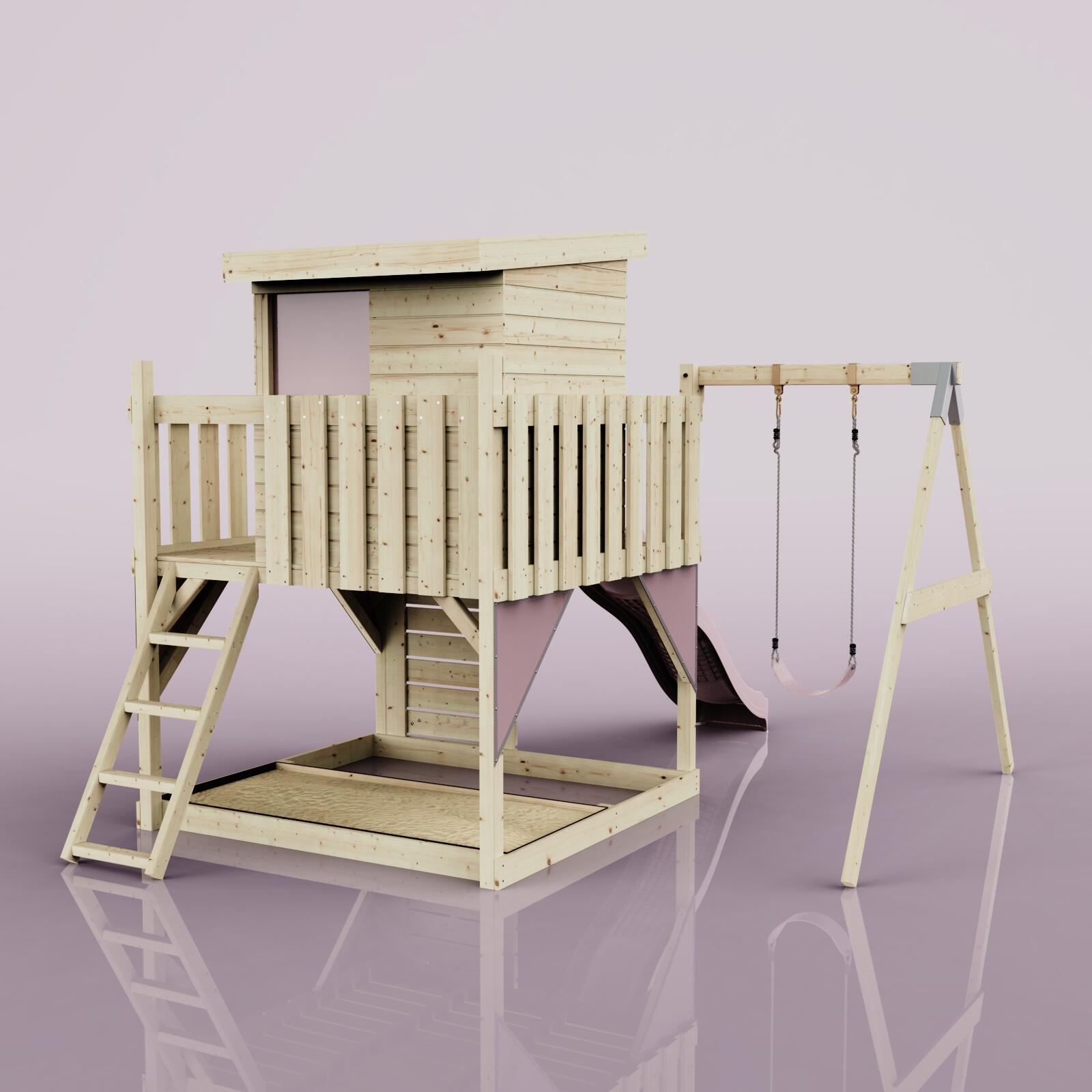 Spielturm Alma mit Kinderschaukel in Altrosa - 415 × 306 × 260 cm 4/6