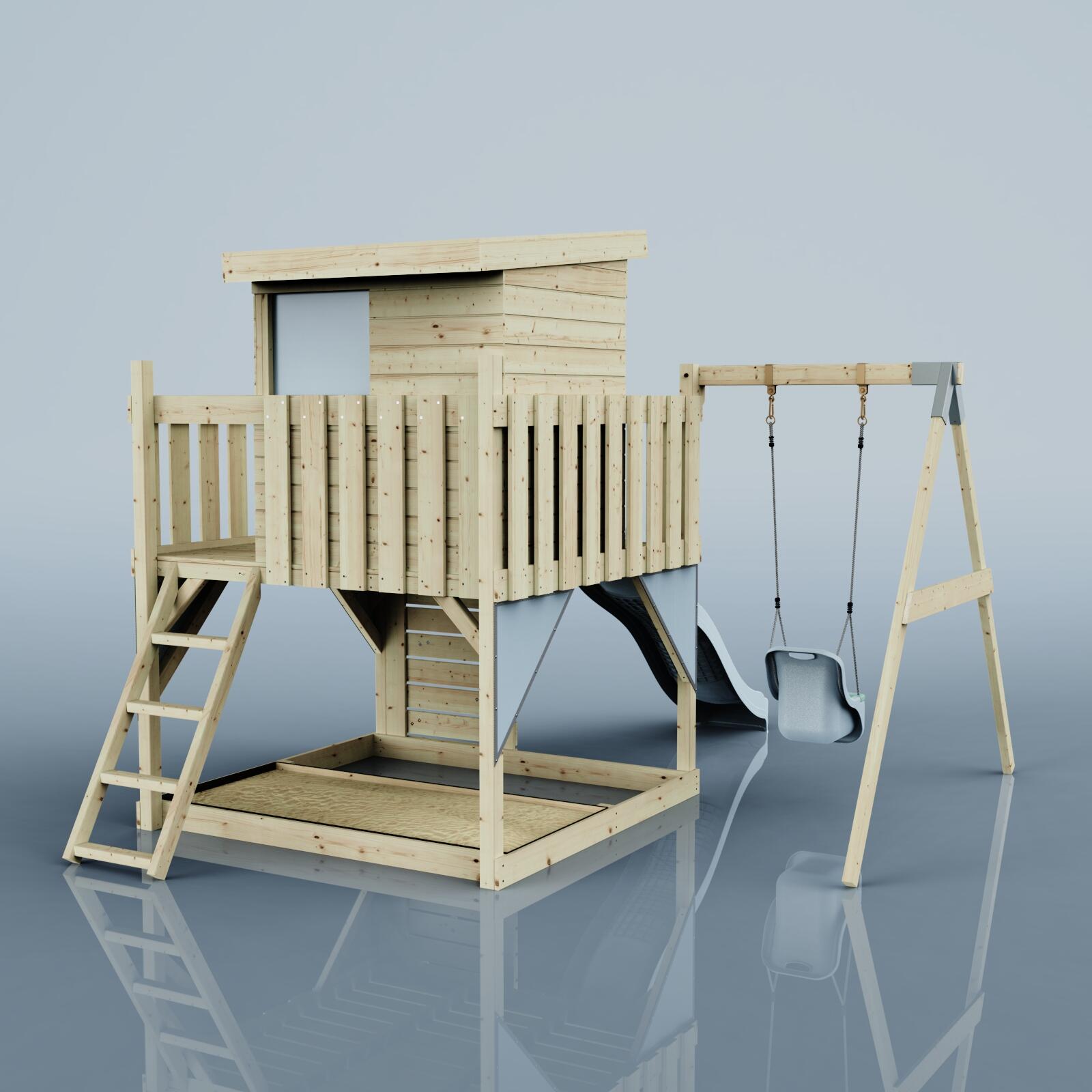 Spielturm Alma mit Babyschaukel in Eisblau - 415 × 306 × 260 cm 4/7