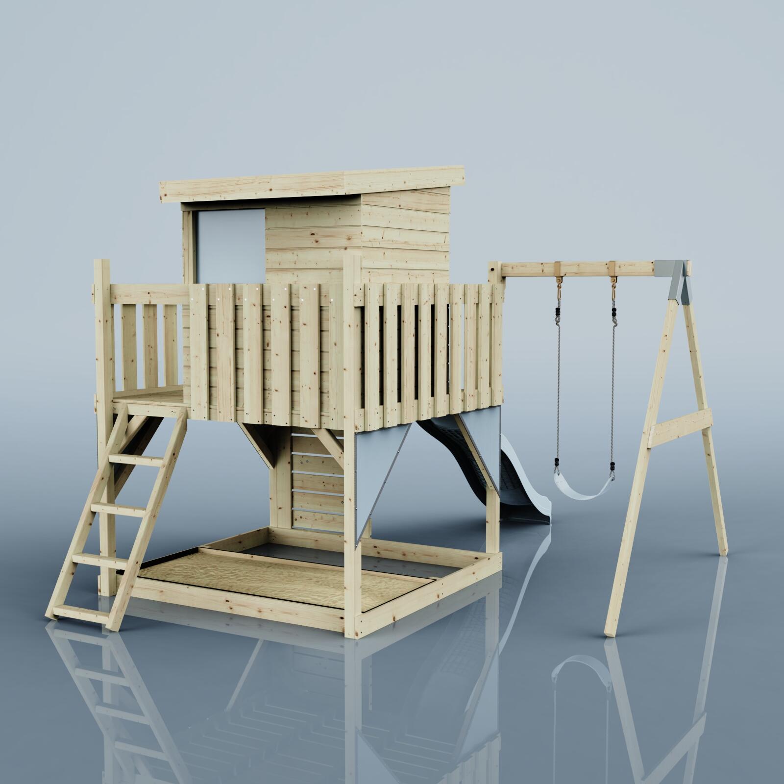 Spielturm Alma mit Kinderschaukel in Eisblau - 415 × 306 × 260 cm 4/6