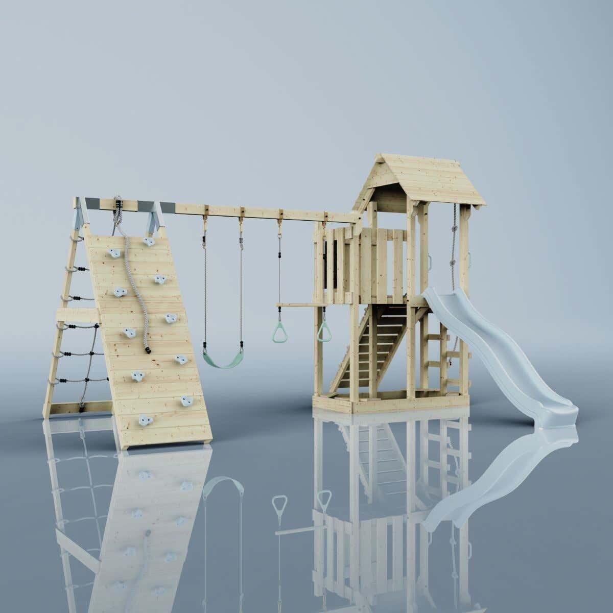Spielturm Roskilde mit Trapezstange in Eisblau - 357 × 451 × 274 cm 4/6