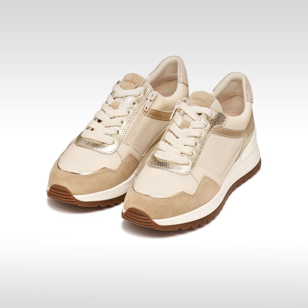 Baskets Femme D DESYA Blanc Cassé/Or Clair 4/7