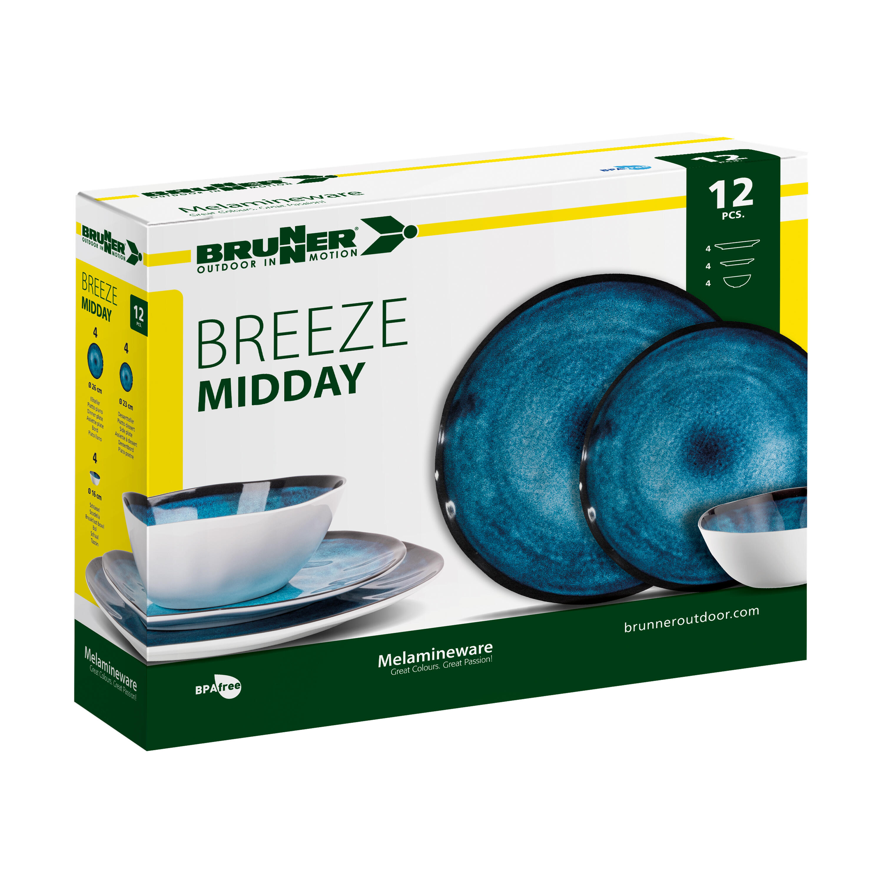 Set di stoviglie da Campeggio in melamina Midday Breeze Piatto ciotola 12 pezzi 5/5