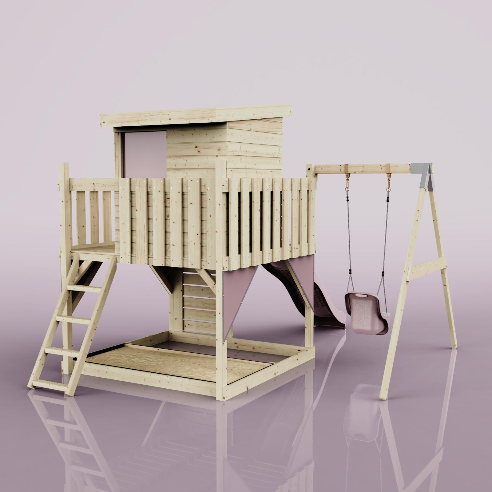 Spielturm Alma mit Babyschaukel in Altrosa - 415 × 306 × 260 cm 4/6