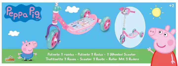 Patinete Peppa Pig, 3 ruedas, base antideslizante, puños ergonómicos. 3/3