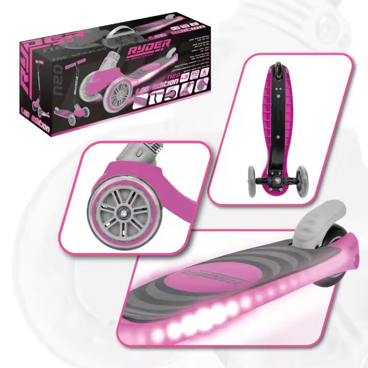 Patinete Ryder Neo LED 3 ruedas Rosa (3212) y (3216) Rojo antideslizante 6/7
