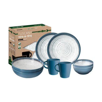 Brunner servies set camping Tuscany 8-delig melamine wit
