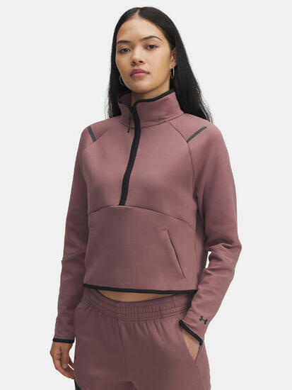 Unstoppable" Sweatshirt für , mit kurzem Reißverschluss, Fleece Damen Weinrot