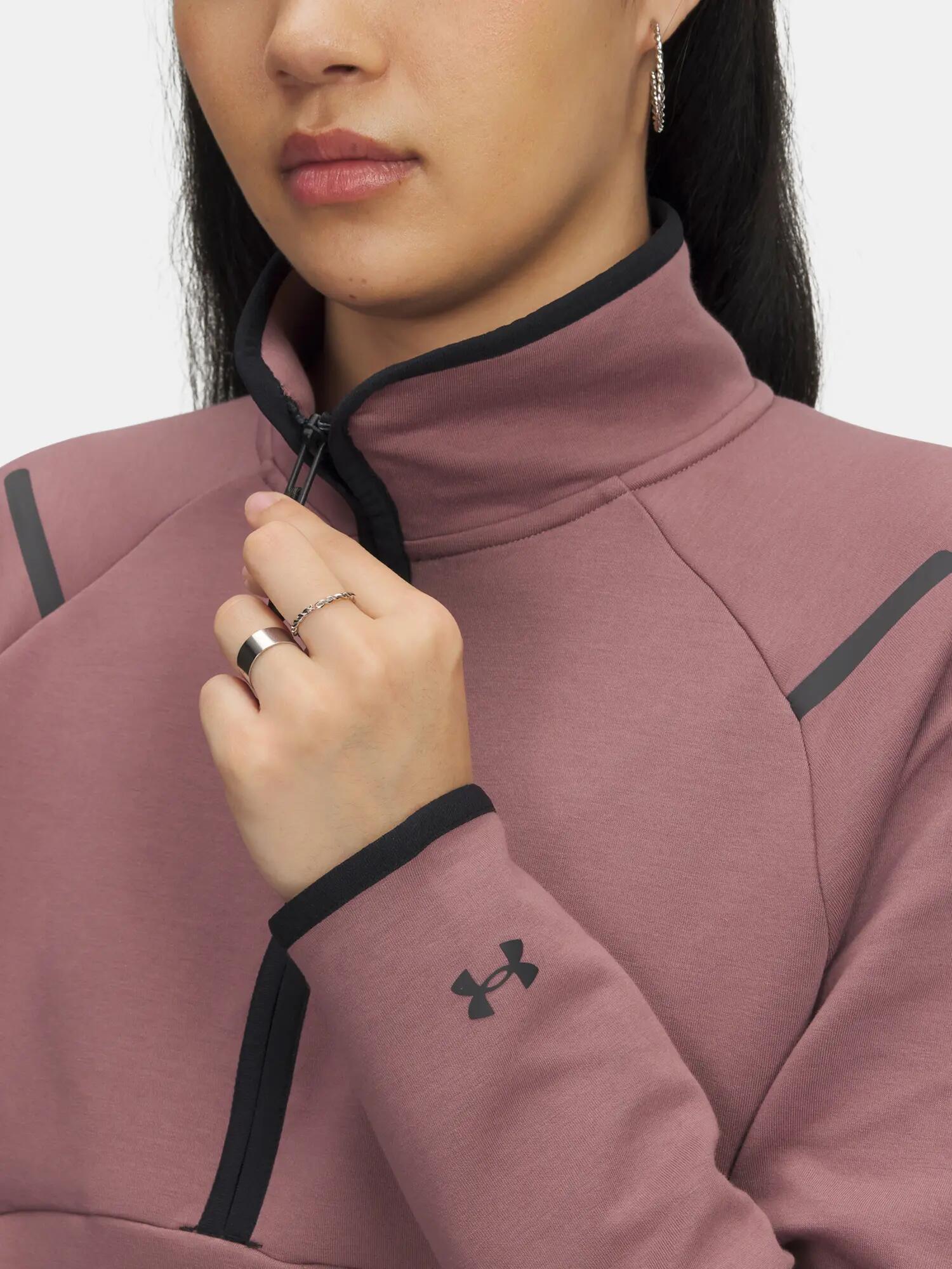 "Unstoppable" Sweatshirt für , mit kurzem Reißverschluss, Fleece Damen Weinrot 3/4