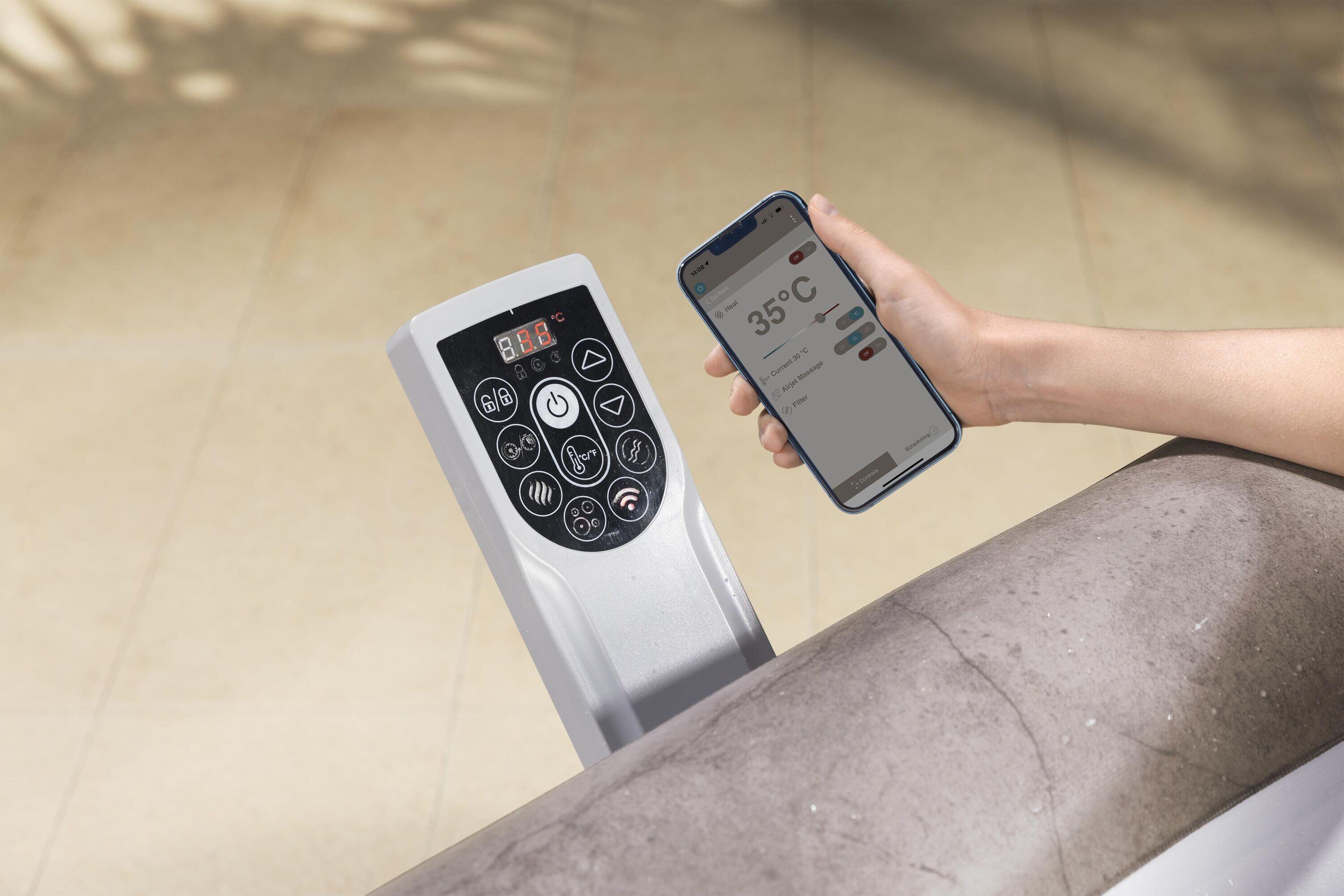 Bestway Spa gonflable carré Lay-Z-Spa Rome  AirJet EnergySense avec WiFi 4-6p 7/7