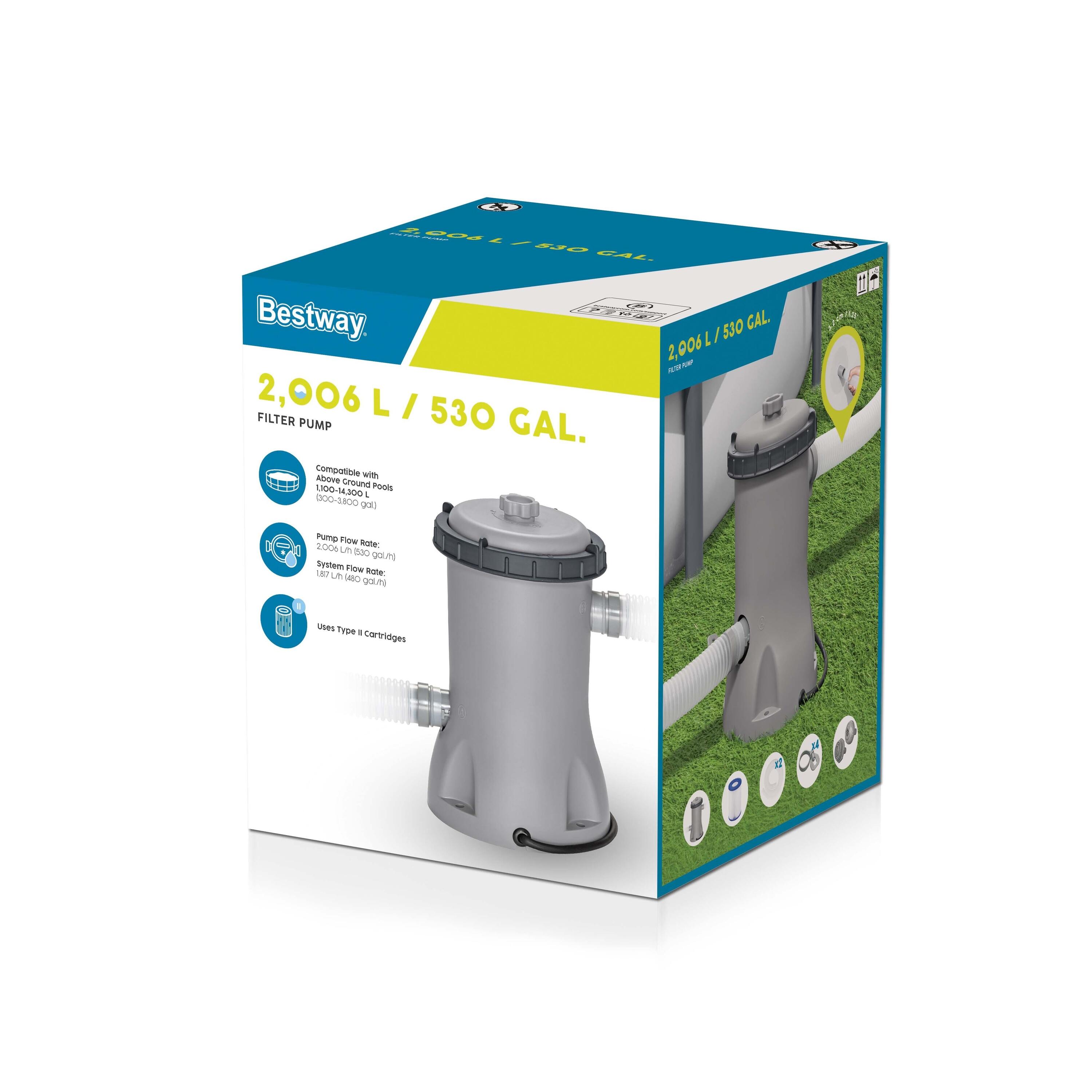 Bestway 58383-6 Pompa di filtraggio per piscine fuori terra da 2.006 L/h 5/7