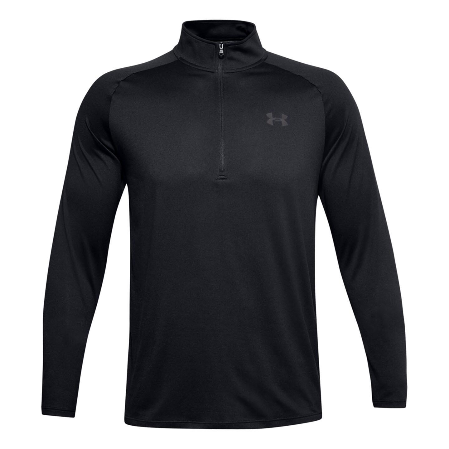 UNDER ARMOUR Mens 2.0 Half Zip Technical Top (Black/Charcoal Grey)