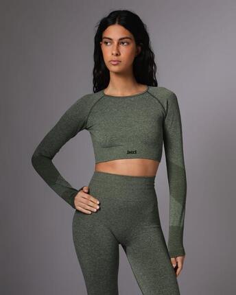 T-shirt de fitness synthétique vert militaire pour femme