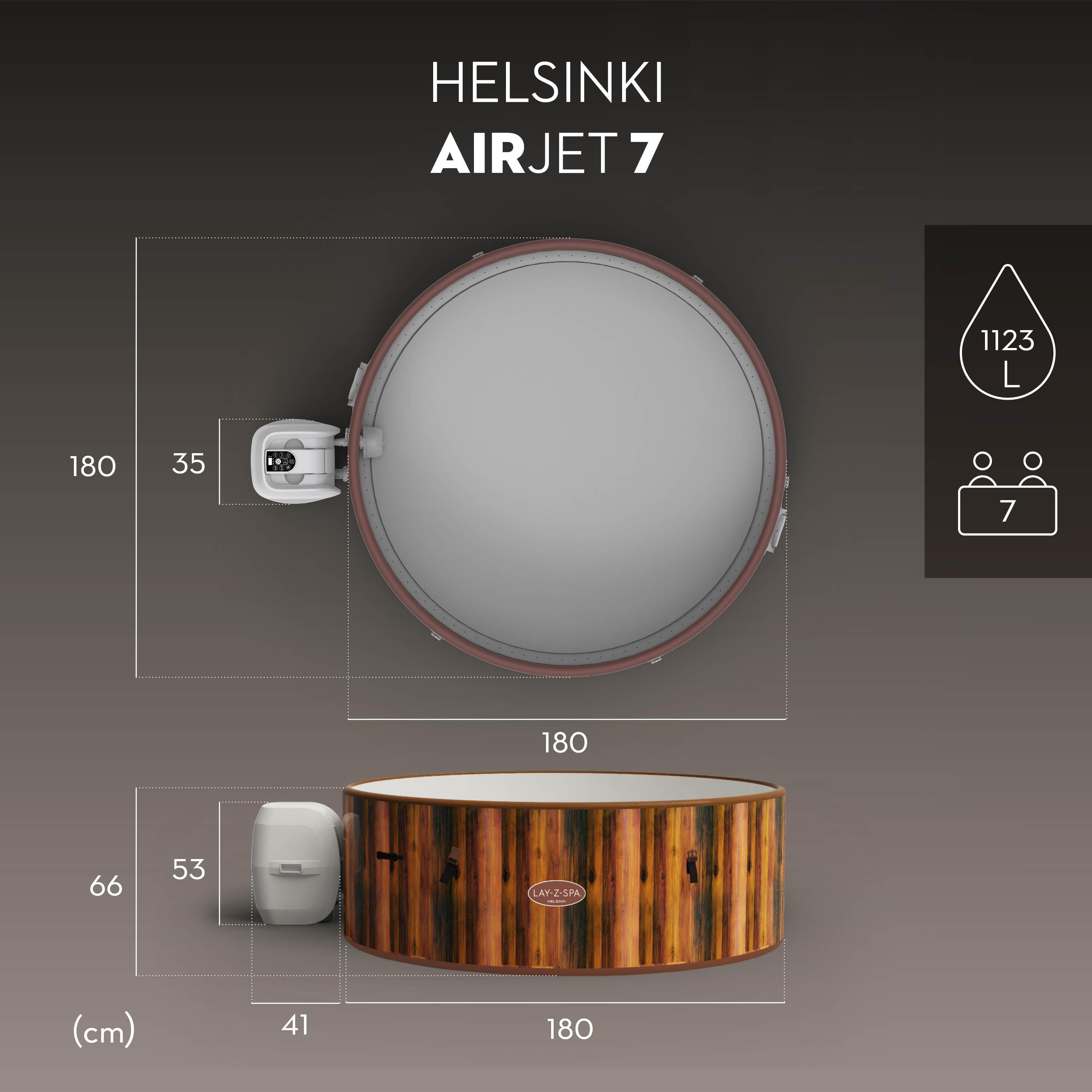 Bestway Spa gonflable rond Lay-Z-Spa Helsinki AirJet 5-7 personnes 2/7
