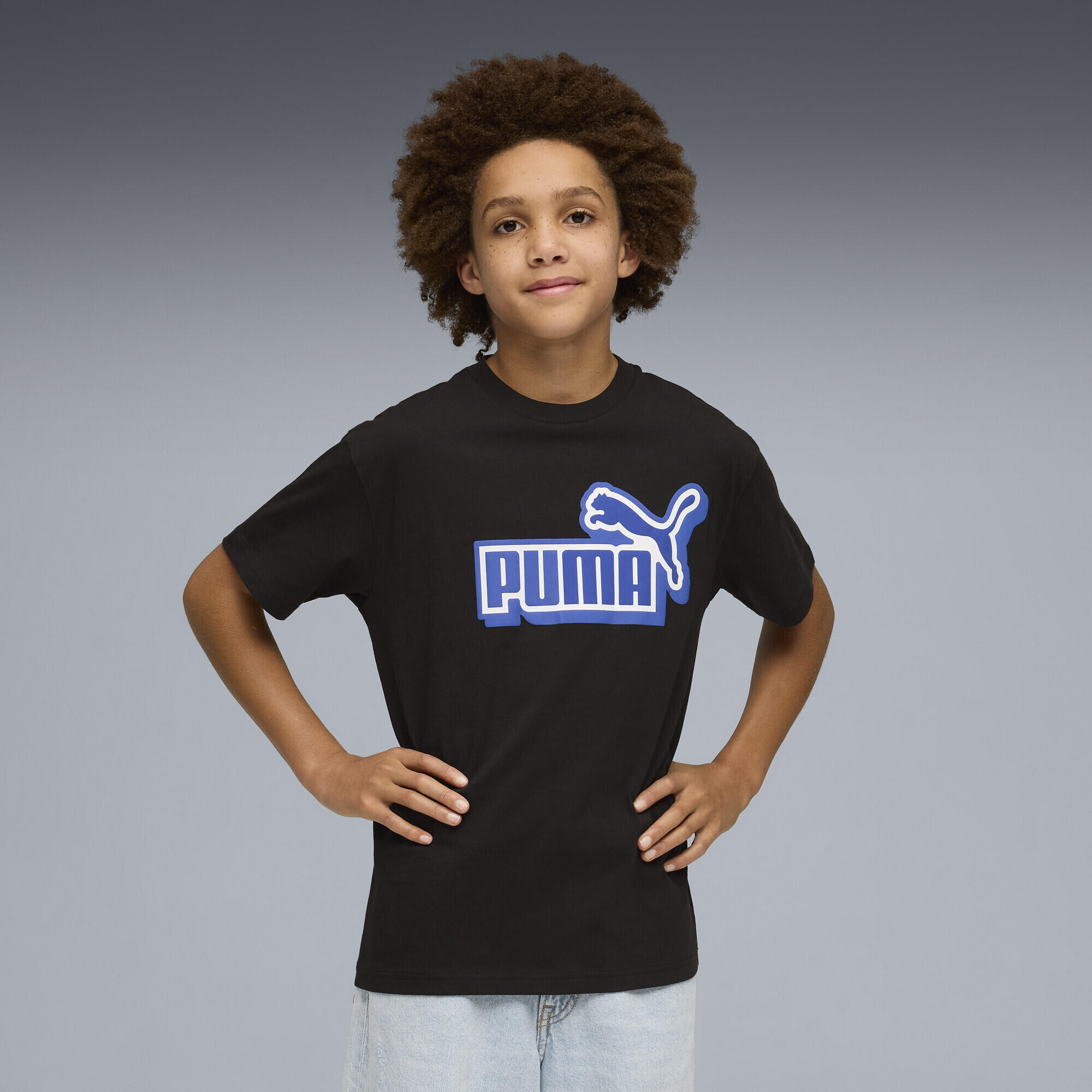 Młodzieżowa koszulka o luźnym kroju Essentials Logo Lab z grafiką PUMA