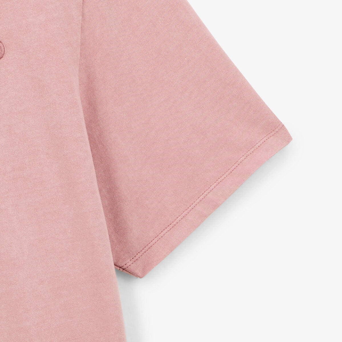 Polo a maniche corte con ricamo tono su tono in cotone rosa 5/5