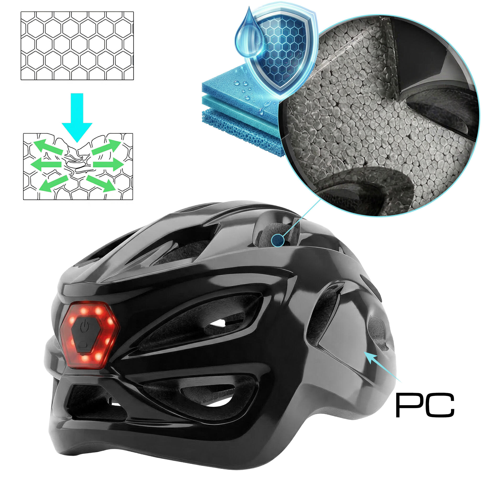 Casco bici Vayox Speed VA0425 con luce LED e visiera 6/7