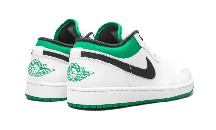 Jordan 1 Low White Lucky Green Black 3/4