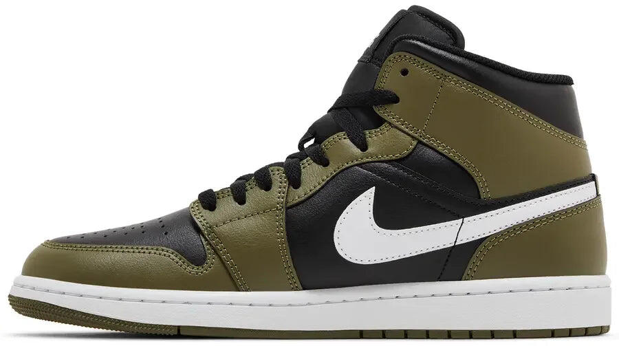 Jordan 1 Mid Black White Olive 2/5