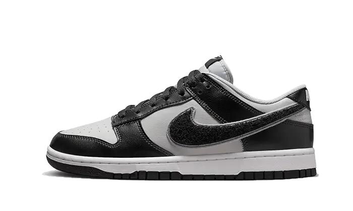 Nike Dunk Low Chenille Swoosh Grey Black 1/3
