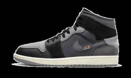 Zapatillas - Baloncesto - Jordan 1 Mid - Negro/Gris-Naranja