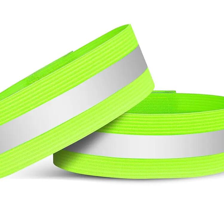 Reflective Safety Band Armband Running Cycling Fluorescent Yellow 2 pieces