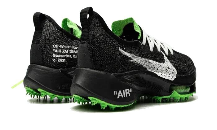 Nike Air Zoom Tempo NEXT% Flyknit Off-White Black Scream Green 3/4