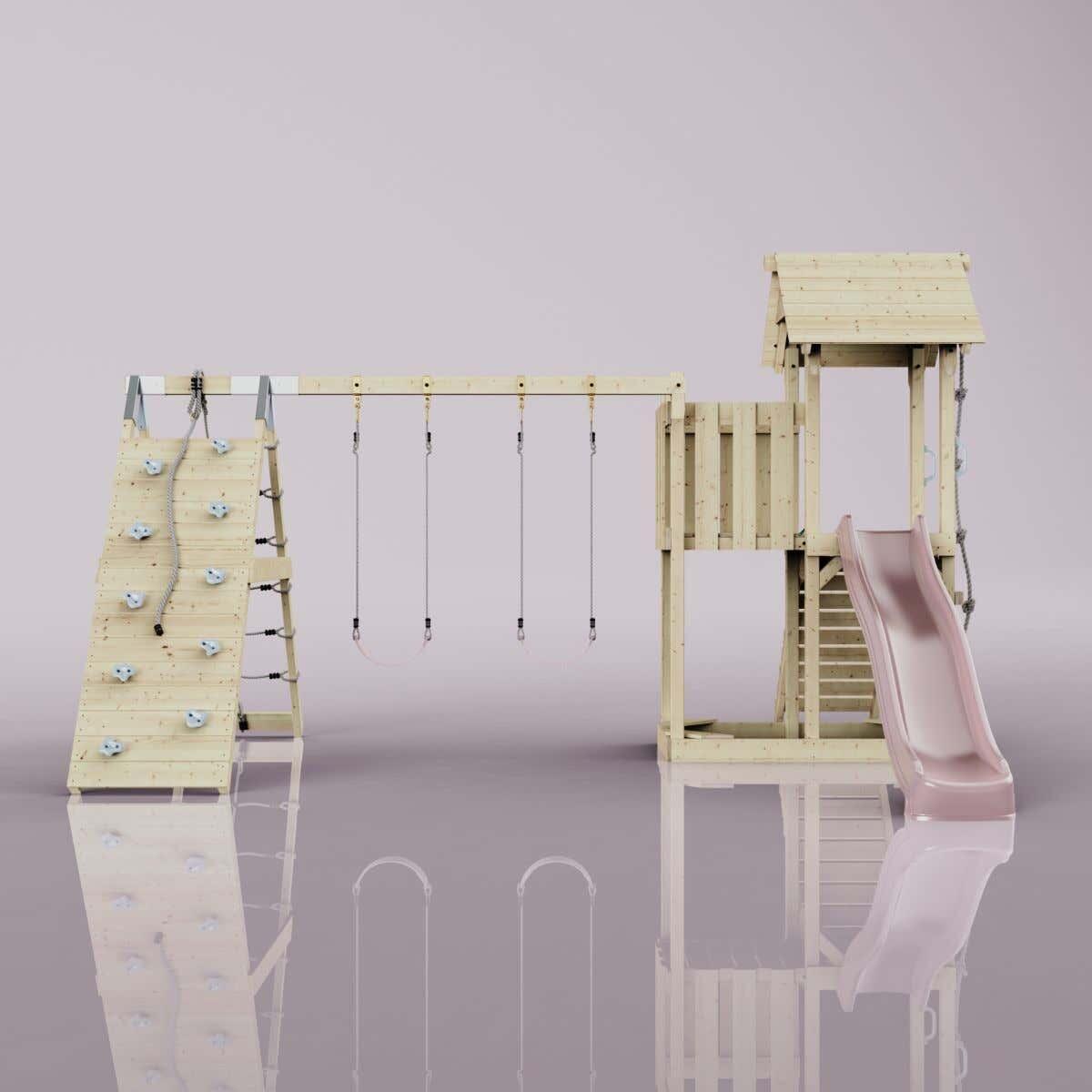 Spielturm Roskilde mit Kinderschaukel in Altrosa - 357 × 451 × 274 cm 6/6