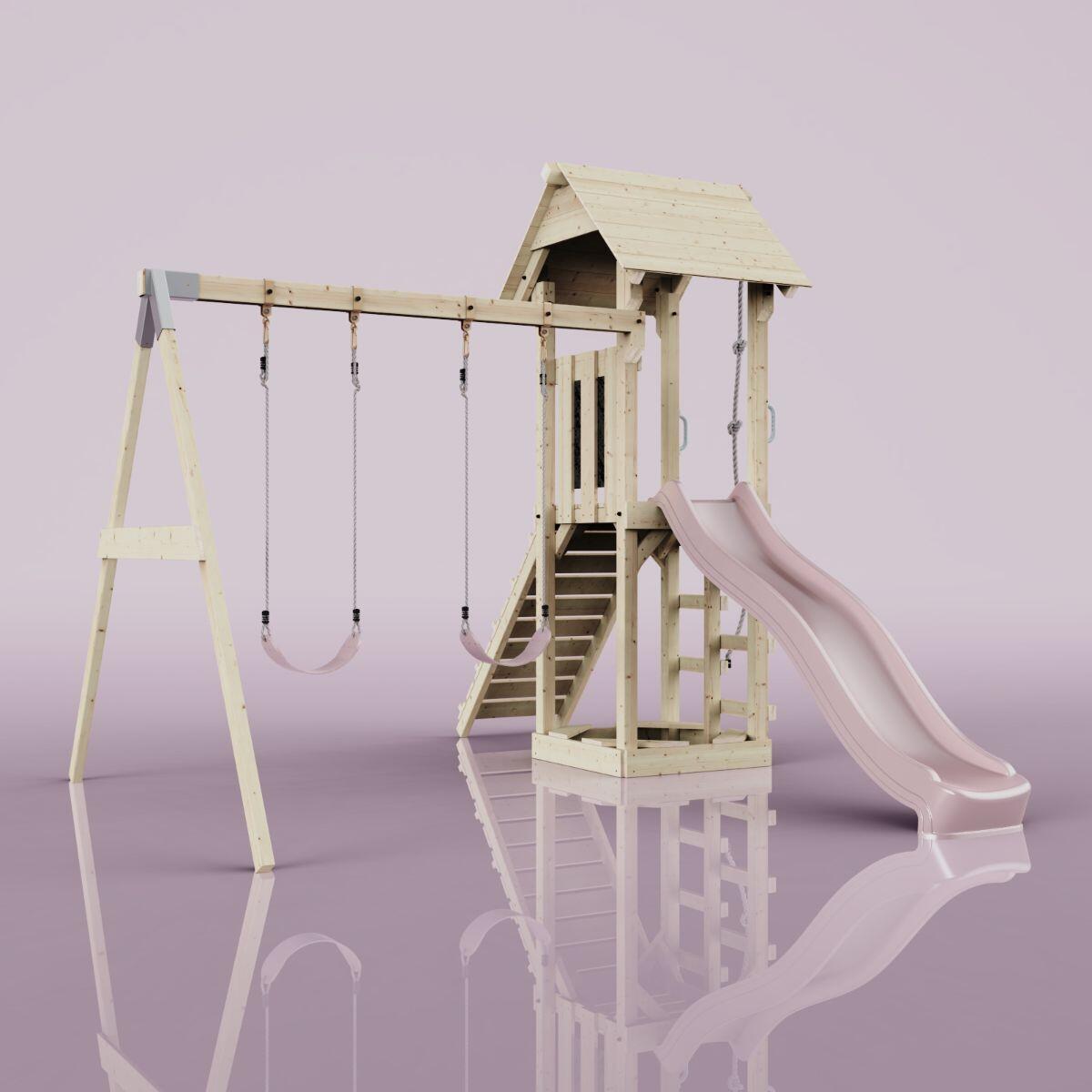 Spielturm Vimmerby mit Kinderschaukel in Altrosa - 357 × 305 × 273 cm 4/6
