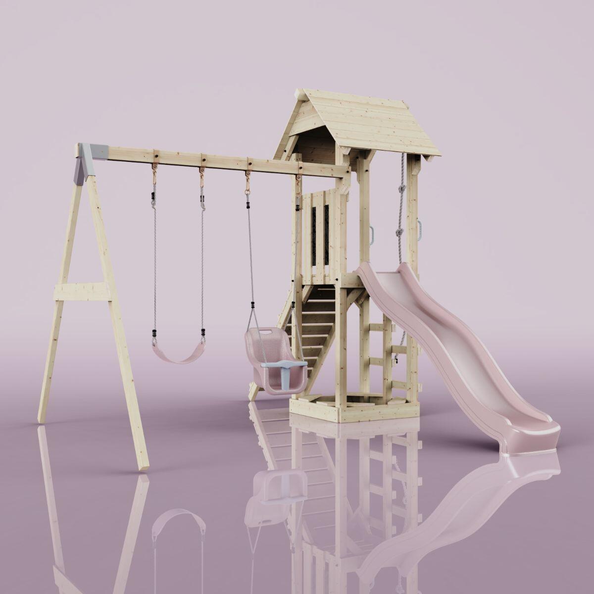 Spielturm Vimmerby mit Babyschaukel in Altrosa - 357 × 305 × 273 cm 4/6