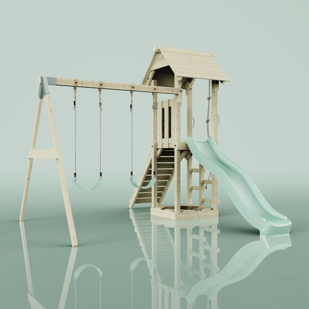 Spielturm Vimmerby mit Kinderschaukel in Mintgrün - 357 × 305 × 273 cm 4/6