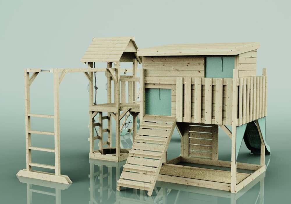 Spielturm Malin mit Babyschaukel in Mintgrün - 503 × 562 × 274 cm 4/5