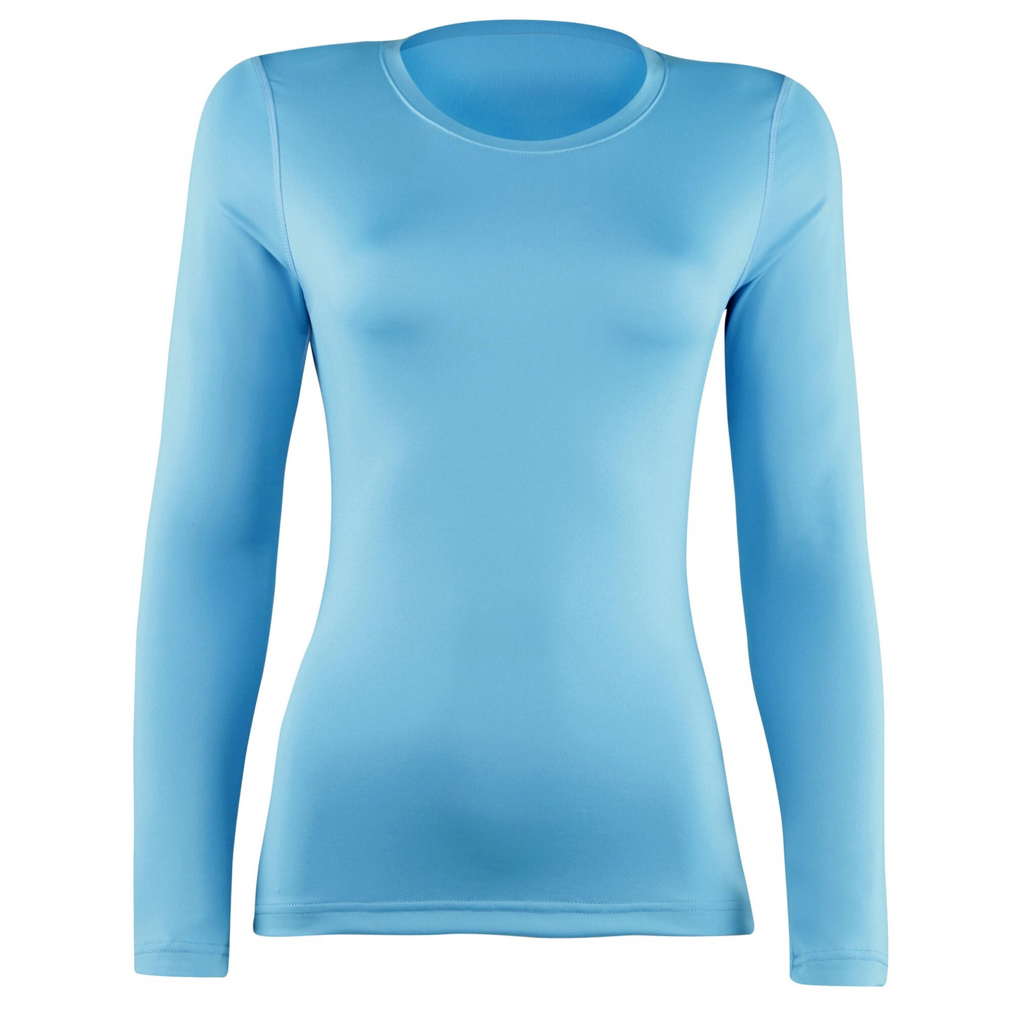 Womens/Ladies Sports Baselayer Long Sleeve (Pack of 2) (Light Blue) 1/3