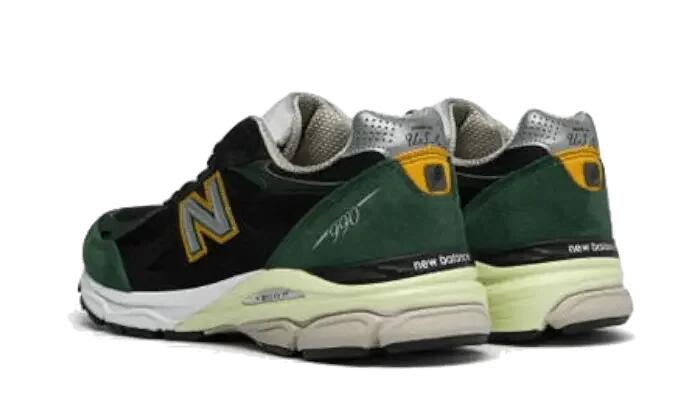 New Balance 990 V3 Black Green Yellow 3/4