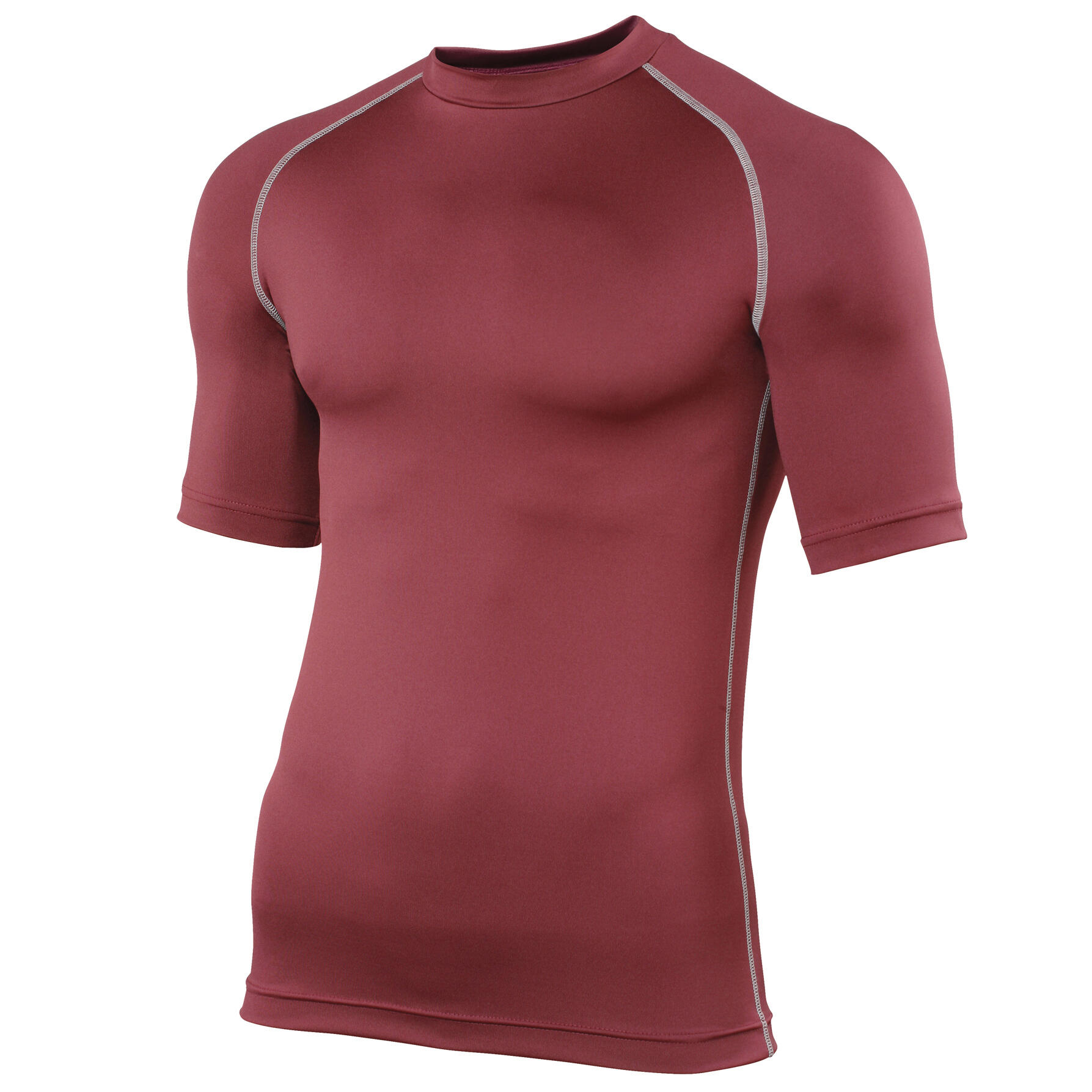 Mens Sports Base Layer Short Sleeve TShirt (Maroon) 1/1