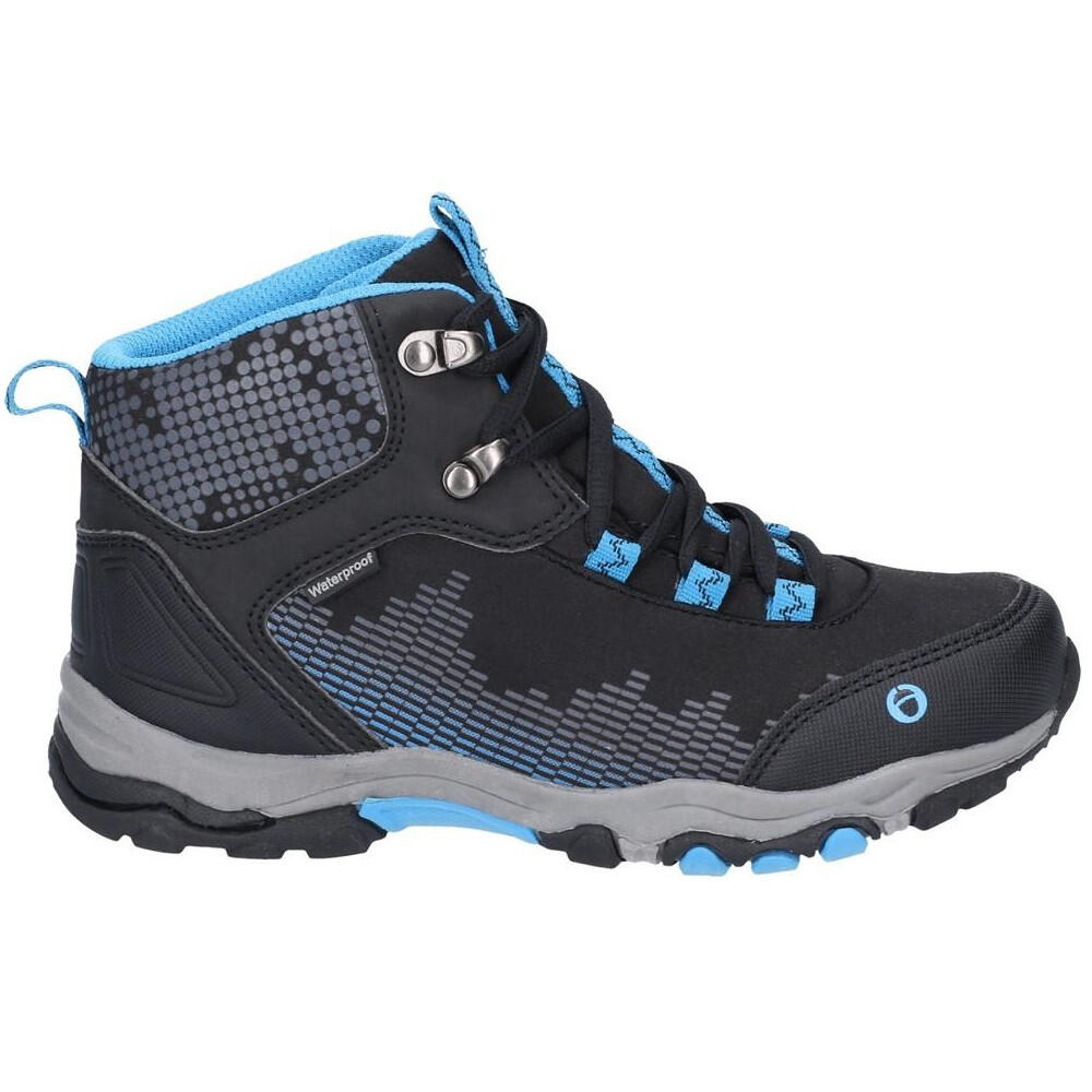 Childrens/Kids Ducklington Lace Up Hiking Boots (Black/Blue) 2/4