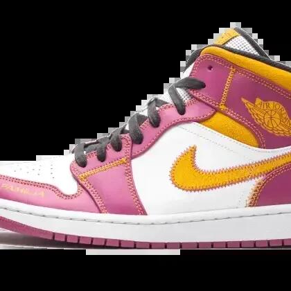 Unisex - Basketball - Air Jordan 1 Mid - White/Fuchsia-Orange