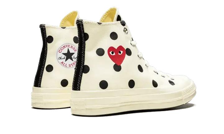Converse Chuck Taylor All Star 70 Hi Comme des Garcons PLAY Polka Dot White 3/4