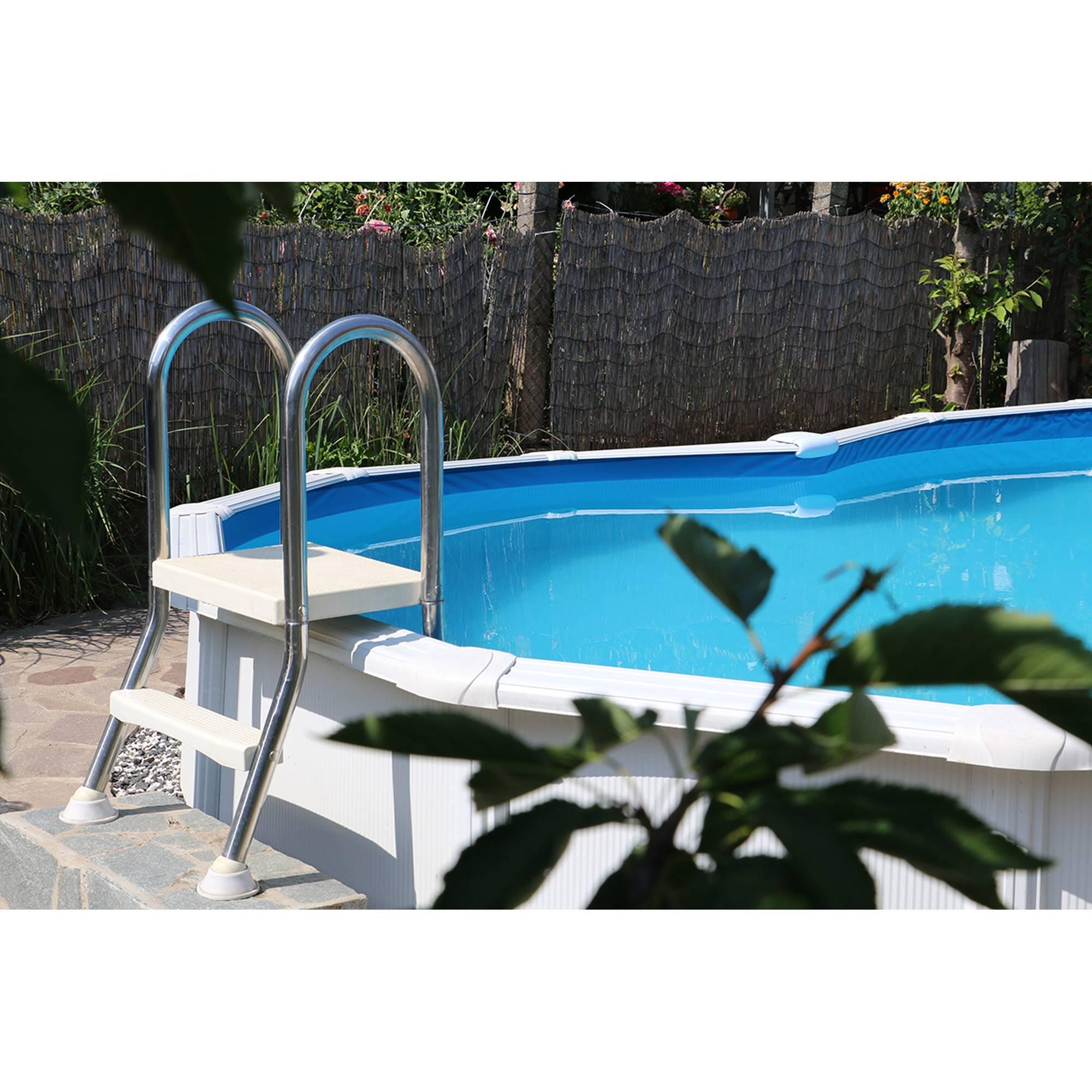 Poolleiter Edelstahl für Halbhochbecken mit 150 cm höhe 3/4