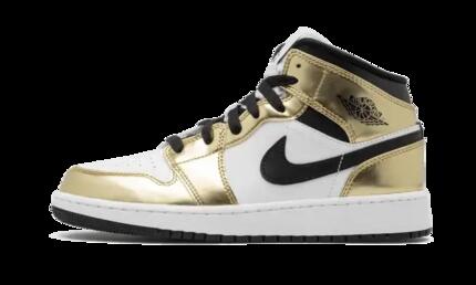Zapatillas baloncesto - Mid oro - Jordan 1 - Blanco/Oro/Negro