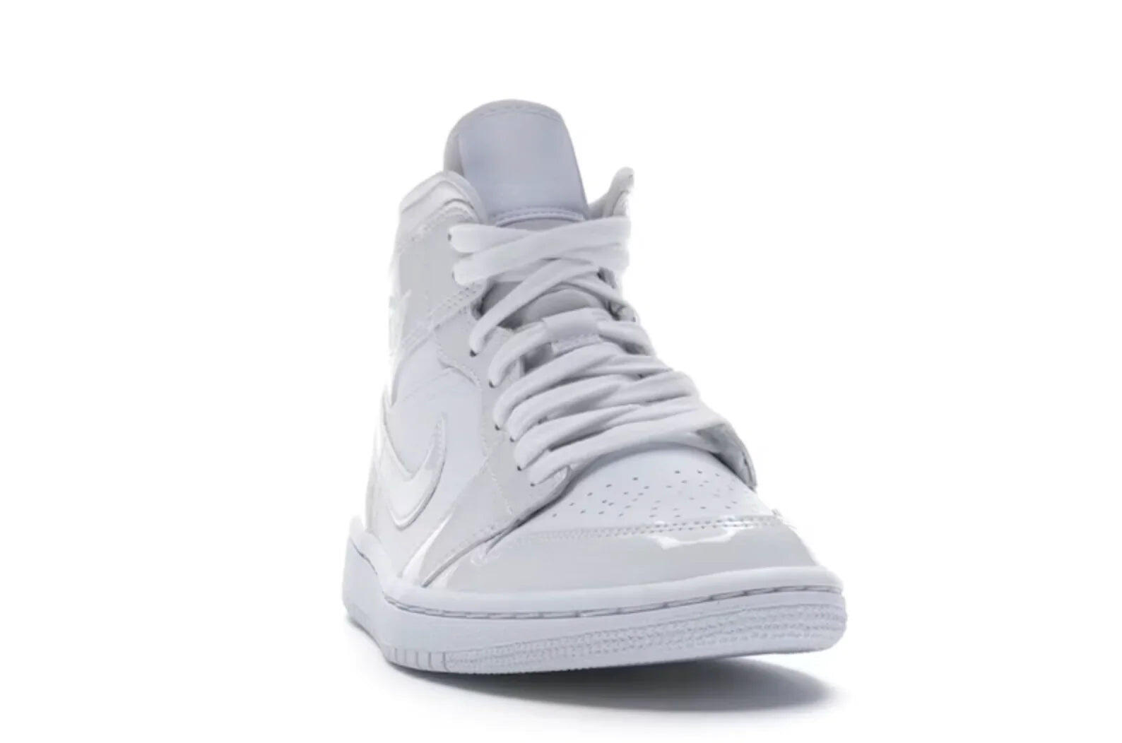 Air Jordan 1 Mid Triple White Patent Swoosh (W) 2/4