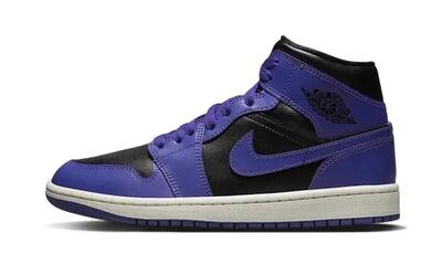 Jordan 1 Mid Purple Black Donna - Sneakers Montanti