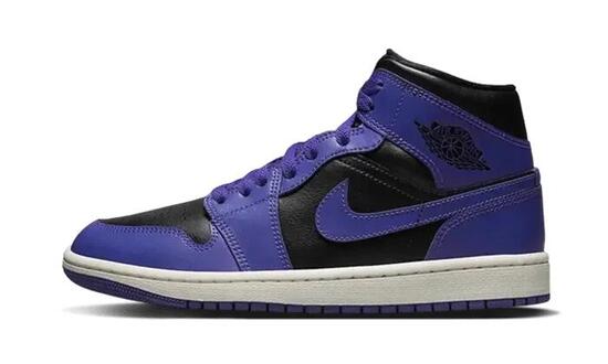 Jordan 1 Mid Purple Black Donna - Sneakers Montanti