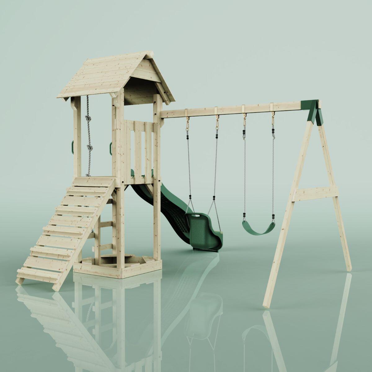 Spielturm Vimmerby mit Babyschaukel in Dunkelgrün - 357 × 305 × 273 cm 4/5
