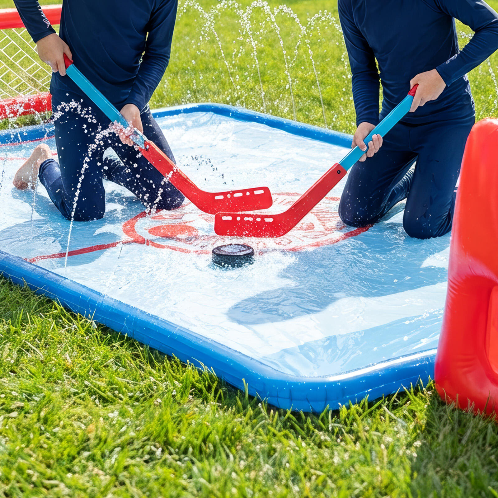 Ventriglisse Slip N Slide Hockey - Set avec 2 Buts & Crosses - Jardin 7/7