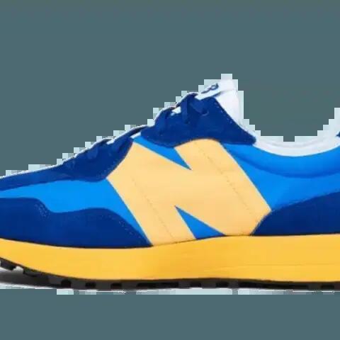 Men - Lifestyle - Shoes - Leather and textile, retro design - 327 - Blue/Yellow