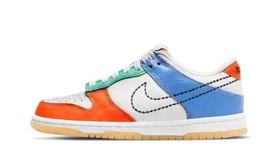 Schoenen - casual - unisex - dunk low 101 - lage sneaker - wit/zwart/oranje