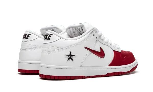 Nike SB Dunk Low Supreme Jewel Swoosh Red 3/4